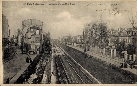 Ak Bois Colombes Hauts de Seine, Avenue des Belles-Vues, Schienen