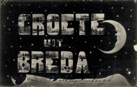 Buchstaben Ak Breda Nordbrabant Niederlande, Detailansichten, Sichelmond