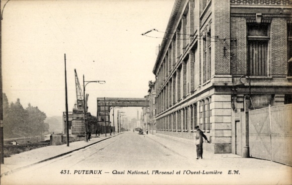 Ak Puteaux Hauts de Seine, Quai National, l'Arsenal et l'Ouest-Lumiere