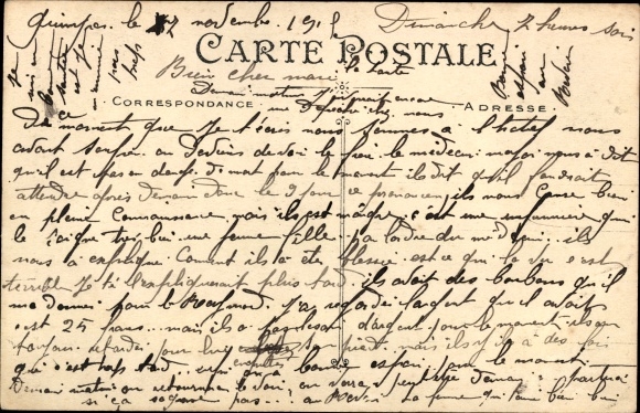 Postcard Rosporden Finistère, Looking for another lover, Marie Jeanne