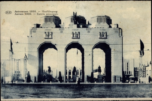 Postcard Anvers Antwerp, Exposition, World Exhibition, Weltausstellung 1930, Main entrance, Entrance