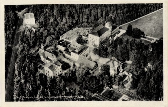 Postcard Bad Reiboldsgrün Auerbach im Vogtland, aerial photograph