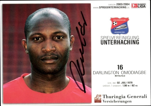 Autograph card footballer Darlington Omodiagbe, SpVgg Unterhaching, autograph