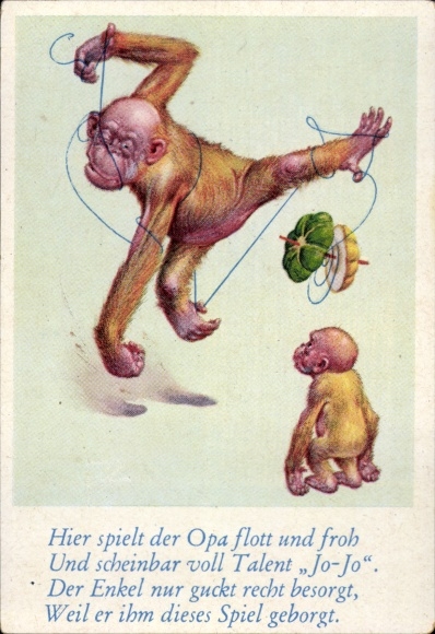 Collector's picture funny pictures no. 15, orangutan gets tangled in the yo-yo