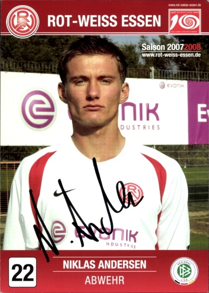 Autogrammkarte Fußballer Niklas Andersen, Rot-Weiss Essen, Autogramm