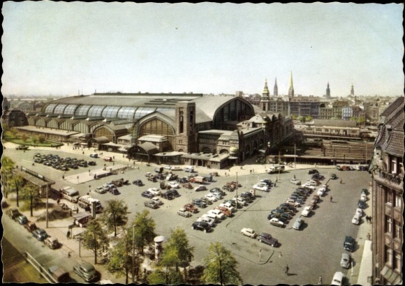 Postcard Hamburg Mitte St. Georg, main station