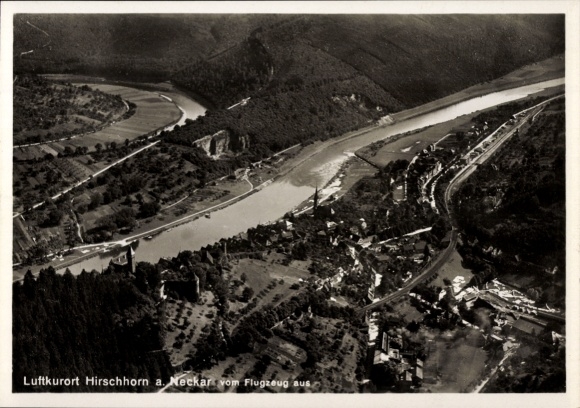 Ak Hirschhorn am Neckar Hessen, Fliegeraufnahme