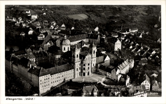 Postcard Weingarten Krs. Ravensburg Württemberg, aerial photograph