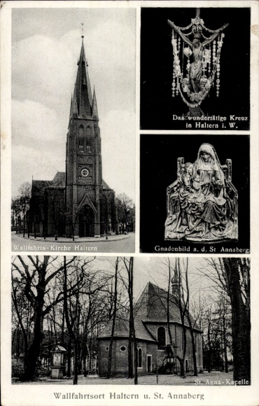 Postcard Haltern am See, pilgrimage church, image of grace, the miraculous cross, St. Anna Chapel