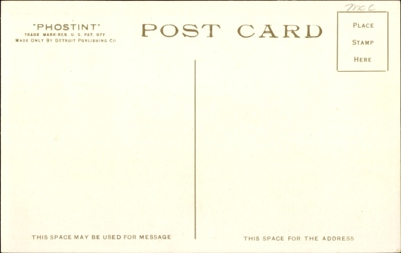 Postcard river steamer, cargo ship, Detroit River, US Marine Postal Service