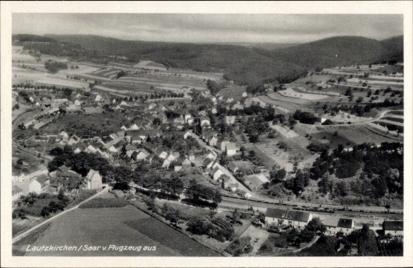 Postcard Lautzkirchen Blieskastel in Saarland, aerial photograph