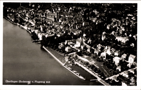 Postcard Überlingen on Lake Constance, aerial photograph