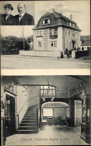 Ak Rositz Thüringen, Villa Dr. Frederik, portret, binnenaanzicht
