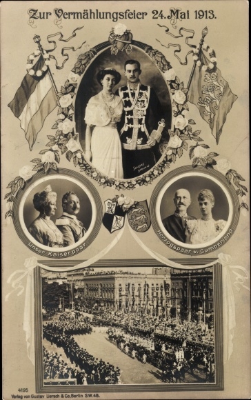 Ak Herzog Ernst August von Braunschweig, Prinzessin Victoria Luise von Preußen, Vermählung 1913