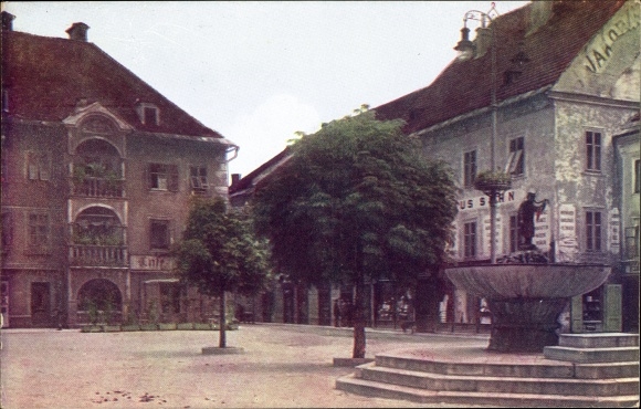 Postcard Sankt Veit an der Glan Carinthia, square with fountain
