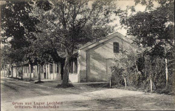 Postcard Lagerlechfeld Graben in Swabia, military training area, officer&#39;s barracks