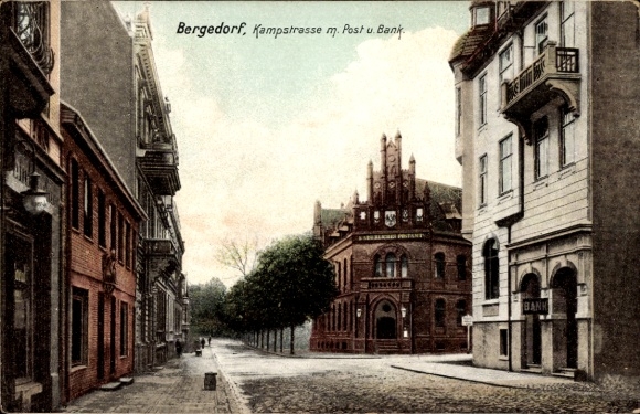 Ak Hamburg Bergedorf, Kampfstraße, postkantoor, bank