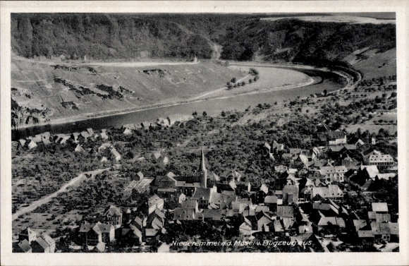 Ak Niederemmel Piesport an der Mosel, Fliegeraufnahme