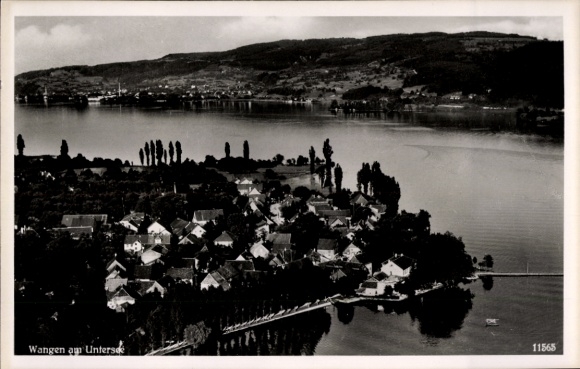 Postcard Wangen am Untersee Öhningen in Baden, aerial photograph