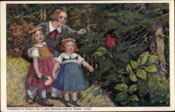 Song artist PC Baluschek, Hans, A little man is standing in the forest, German colonial warrior donation