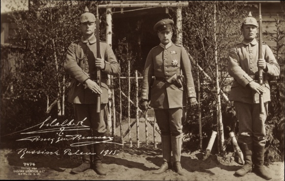 Postcard prince Adalbert von Prussia, Uniform, Russian Poland 1915, Uniform, I. WK, Regiment 4