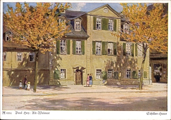 Artist Postcard Hey, Paul, Old Weimar in Thuringia, Schiller House, Ackermann 6184