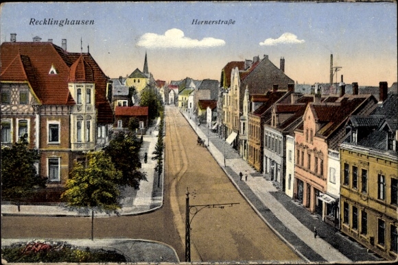 Postcard Recklinghausen in the Ruhr area, Hernerstraße