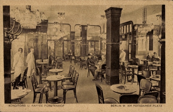 Postcard Berlin Tiergarten, Confectionery Coffee Fürstenhof, Potsdamer Platz