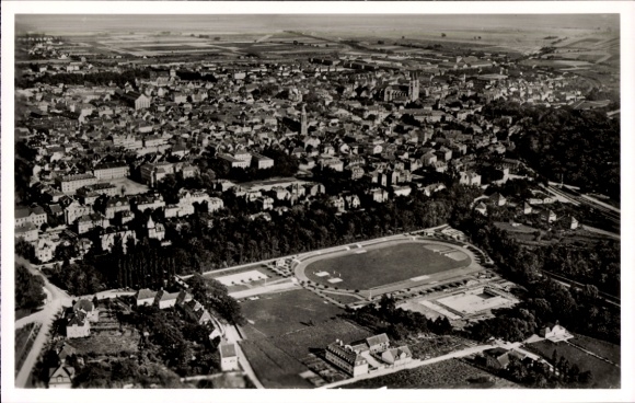 Postcard Landau in der Pfalz, aerial view of idyllic landscape, city view