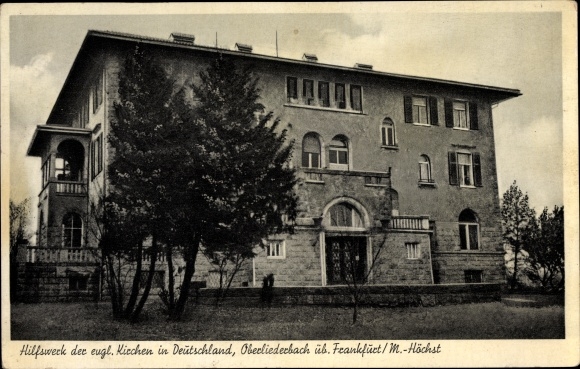 Postcard Oberliederbach Liederbach am Taunus, aid organization of the Protestant churches in Germany