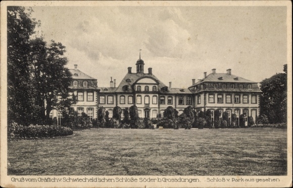 Postcard Söder Holle in Lower Saxony, Park, the Schwiescheldsche Castle