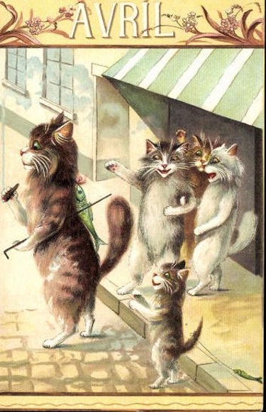 Set of 12 Artist AK Cats, Months, French Series