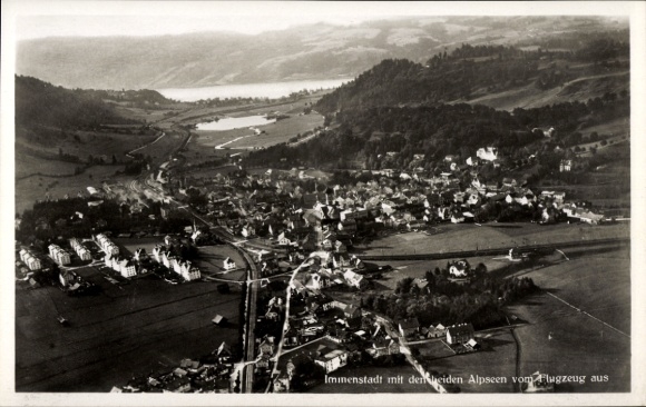 Postcard Immenstadt im Allgäu Swabia, aerial photograph, Alpine lakes