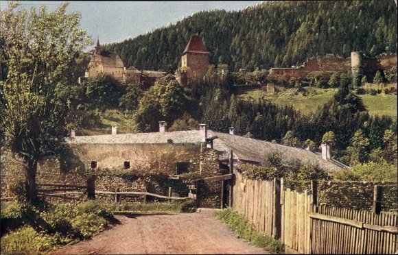 Postcard Friesach in Carinthia, ruin Petersberg