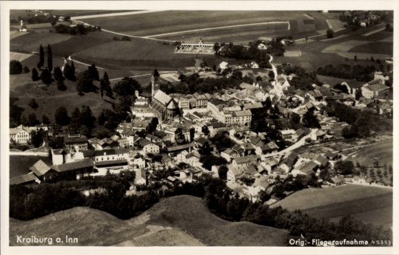 Postcard Kraiburg am Inn Upper Bavaria, aerial photograph