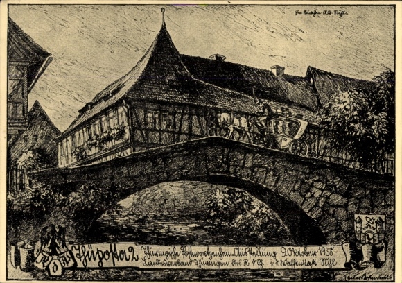 Postwaardestukkunstenaar Ak Suhl in Thüringen, Thüposta 2, postzegeltentoonstelling 1938