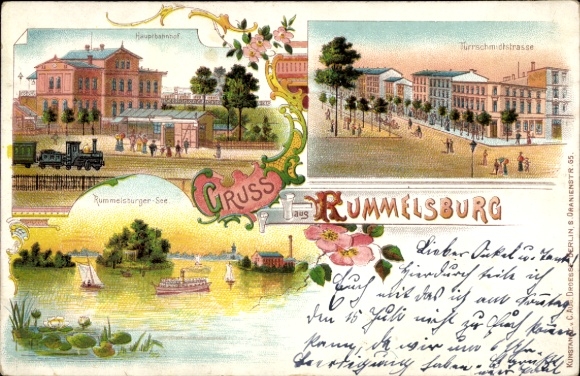 Chromo-Litho Berlin Lichtenberg Rummelsburg, Main Station, Rummelsburger Lake, Türrschmidtstraße