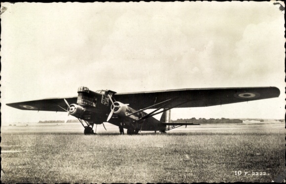 Postcard French bomber, F 2222, 4 engines Gnome et Rhone K 14