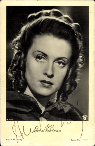 Postcard actress Anneliese Uhlig, portrait, autograph