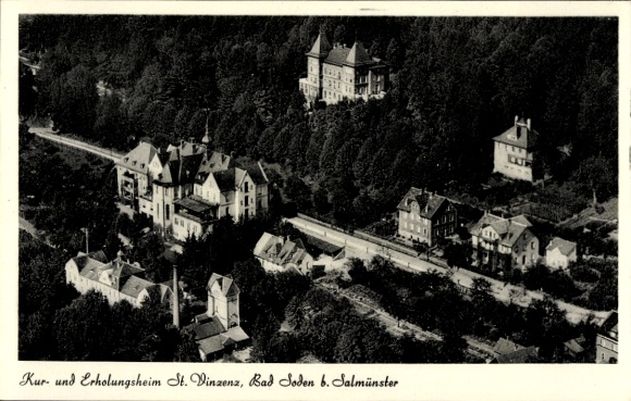 Ak Bad Soden Salmünster in Hessen, luchtfoto, kuuroord en herstellingsoord St. Vinzenz