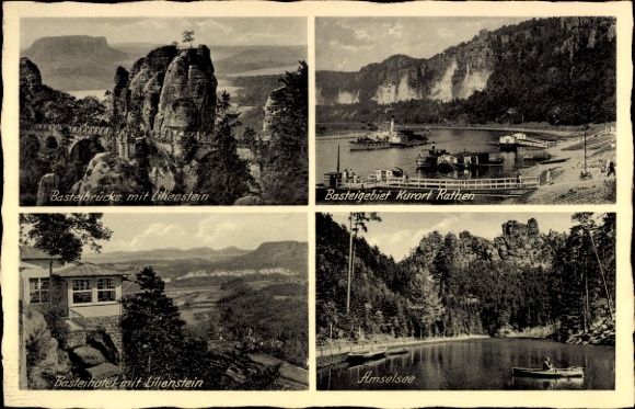 Ak Stadt Wehlen an der Elbe Sächsische Schweiz, Basteibrücke mit Lenstein, Bastei Hotel