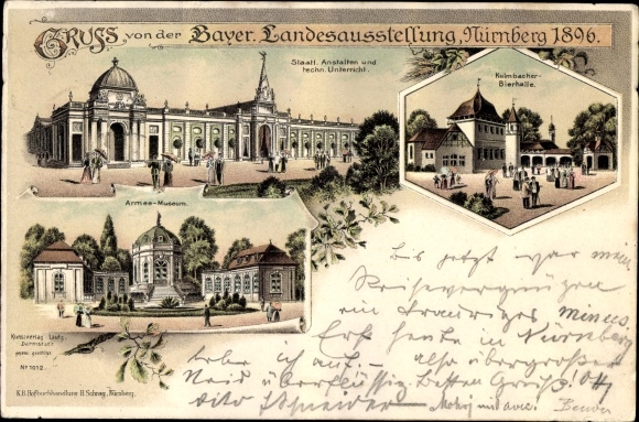 Chromo-Litho Nuremberg, Bayer. National Exhibition 1896, State. Institutions, Kulmbacher beer hall