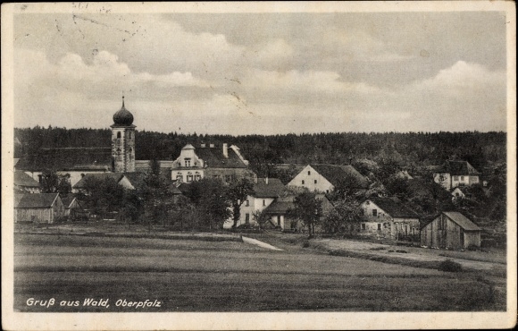 Postcard Wald in der Oberpfalz, view of the town, church