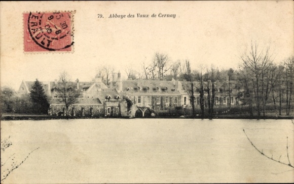 Postcard Vaux de Cernay Yvelines, Abbaye des Vaux de Wasser, buildings, trees