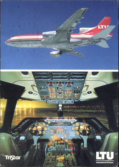 Niemiecki samolot pasażerski Ak, LTU Boeing 757-200, silnik Rolls Royce, TriStar L-1011-1, kokpit