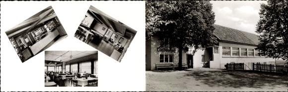 Folding Postcard Langscheid Sundern in the Sauerland, Pension Lindenhof, room, restaurant, map