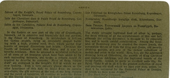 Stereofoto København Kopenhagen Denemarken, kasteel Rosenburg, Ridderzaal, binnenaanzicht