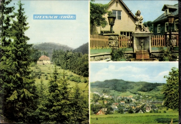 Ak Steinach im Thüringer Wald, Gesamtansicht, Sanatorium, Brunnen