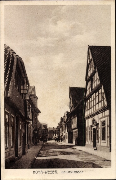 Postcard Hoya on the Weser, Deichstrasse