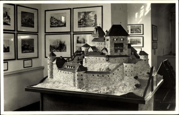 Ak Frauenstein Erzgebirge, Rekonstruktionsmodell der Burgruine, Heimatmuseum